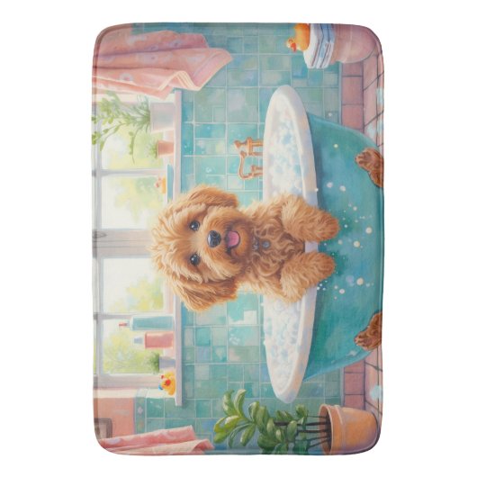 Cockapoo Bath Time Cute Bathroom Decor Badmat (Voorkant Verticaal)