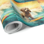 Cockapoo Beach Surfen Schilderij Cadeaupapier (Rol Hoek)