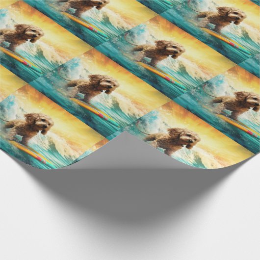 Cockapoo Beach Surfen Schilderij Cadeaupapier (Hoek)