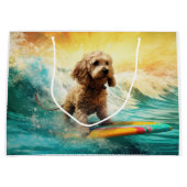 Cockapoo Beach Surfen Schilderij Groot Cadeauzakje (Voorkant)
