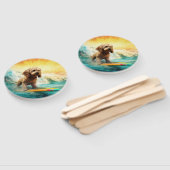 Cockapoo Beach Surfen Schilderij Handwaaier (Niet-gemonteerd)