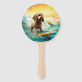 Cockapoo Beach Surfen Schilderij Handwaaier (Voorkant)