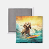 Cockapoo Beach Surfen Schilderij Magneet (Voorkant / Achterkant)