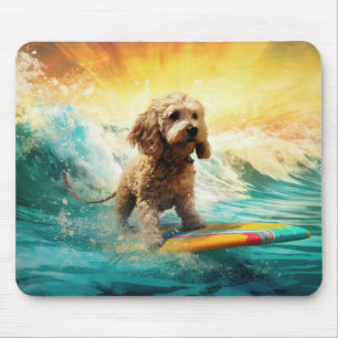 Cockapoo Beach Surfen Schilderij Muismat