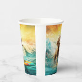 Cockapoo Beach Surfen Schilderij Papieren Bekers (Links)