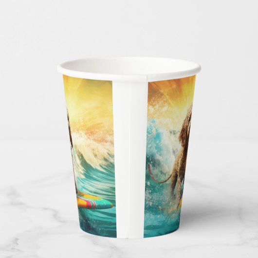 Cockapoo Beach Surfen Schilderij Papieren Bekers (Rechts)