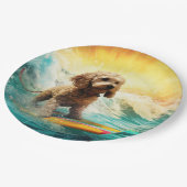 Cockapoo Beach Surfen Schilderij Papieren Bordje (Gekanteld)