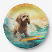 Cockapoo Beach Surfen Schilderij Papieren Bordje (Voorkant)