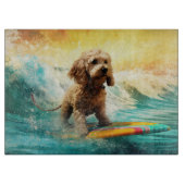 Cockapoo Beach Surfen Schilderij Snijplank (Voorkant)