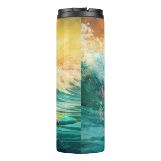 Cockapoo Beach Surfen Schilderij Thermosbeker (Achterkant)