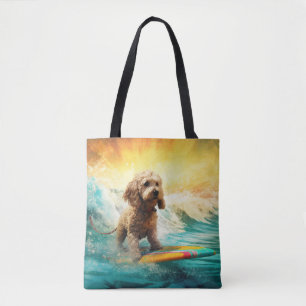 Cockapoo Beach Surfen Schilderij Tote Bag