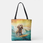 Cockapoo Beach Surfen Schilderij Tote Bag (Achterkant)