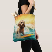 Cockapoo Beach Surfen Schilderij Tote Bag (Dichtbij)