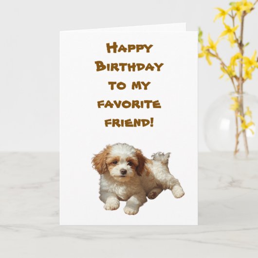 Cockapoo Birthday Kaart – Schattigee aangepaste ho (Gele Bloem)