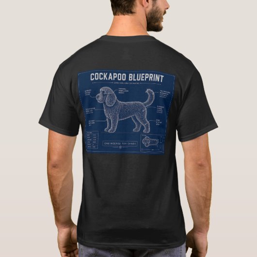Cockapoo Blauwdruk T-Shirt – Grappig Cadeau voor H (Achterkant)