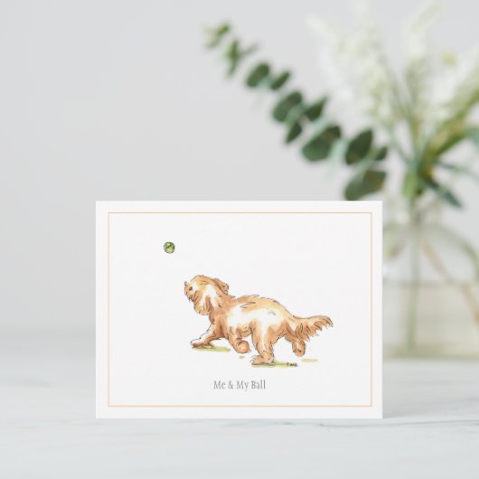 Cockapoo-Briefkaart "Ik en mijn bal" Briefkaart (Staand voorkant)