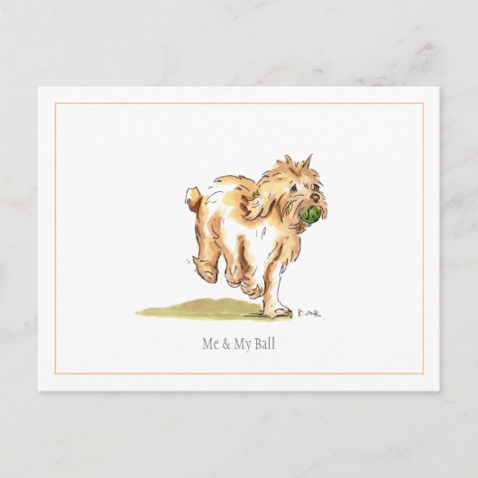 Cockapoo-Briefkaart "Ik en mijn bal" Briefkaart (Voorkant)