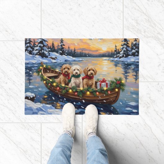 Cockapoo Christmas Boat Holiday Deurmat (Binnen)