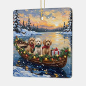 Cockapoo Christmas Boat Holiday Keramisch Ornament (Links)