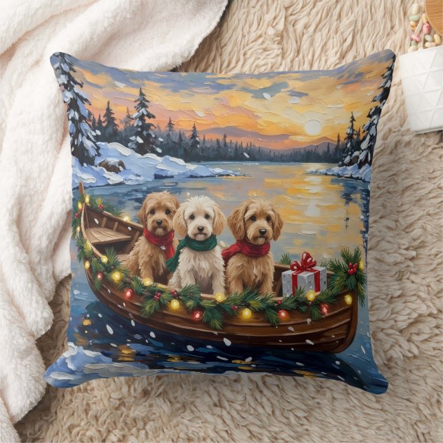 Cockapoo Christmas Boat Holiday Kussen (Deken)