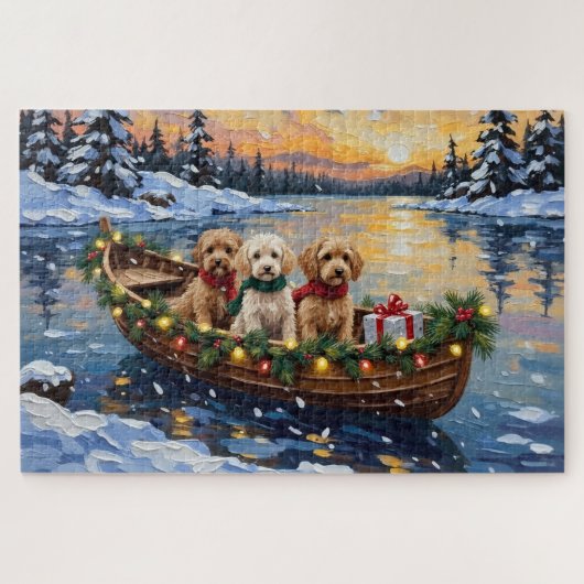 Cockapoo Christmas Boat Holiday Legpuzzel (Horizontaal)