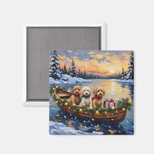 Cockapoo Christmas Boat Holiday Magneet (Voorkant / Achterkant)