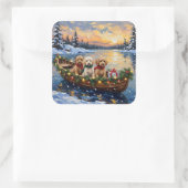 Cockapoo Christmas Boat Holiday Vierkante Sticker (Tas)