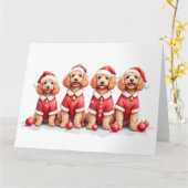 Cockapoo Christmas Dress Santa Hat Kaart (Gele Bloem)