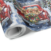 Cockapoo Christmas Red Truck Holiday Cadeaupapier (Rol Hoek)