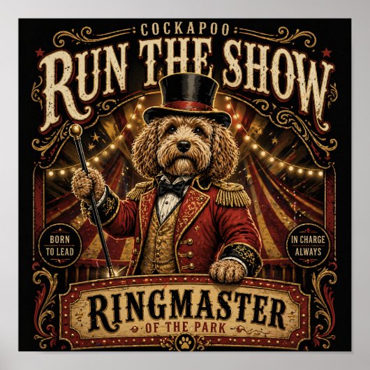 Cockapoo Circus Ringmeester Poster Honden Muurkuns (Voorkant)