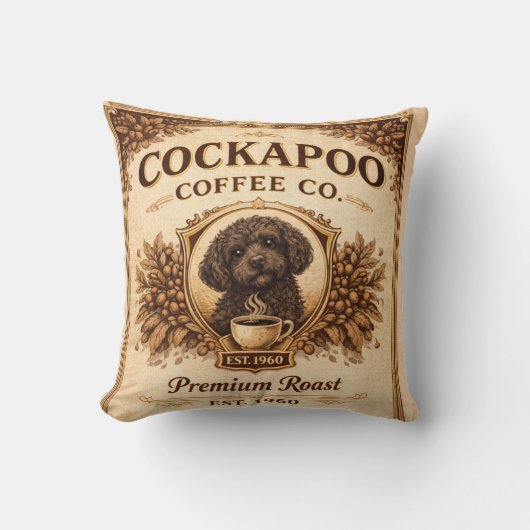 Cockapoo Coffee Co Pillow | Dog Lover Cushion Gift Kussen (Voorkant)