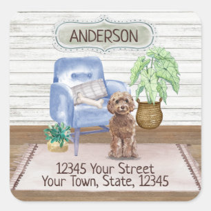 Cockapoo Cosy Nieuw Thuisadres Vierkante Sticker