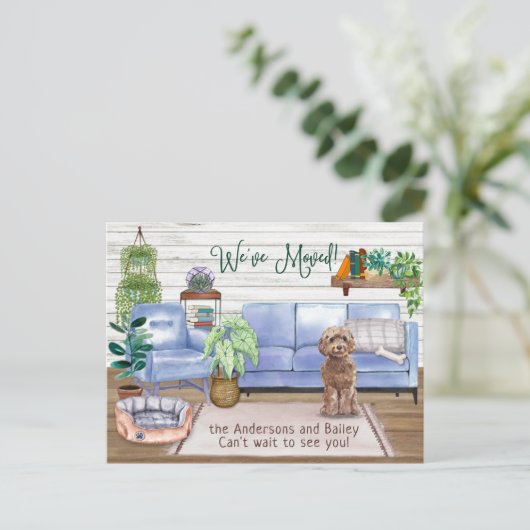  Cockapoo Cozy New Home Moving          Aankondigingskaart (Staand voorkant)