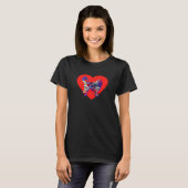 Cockapoo Cut Pet Silhouette Dog Red Heart T-shirt (Voorkant volledig)