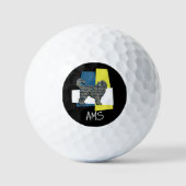 Cockapoo Cute Dog Monogram Silhouette TriGBlack Golfballen (Voorkant)