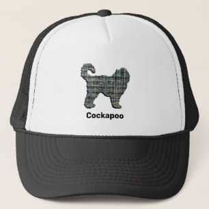 Cockapoo Cute Dog Silhouette Grid Custom Trucker Pet