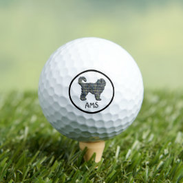 Cockapoo Cute Dog Silhouette Monogram Grid Golfballen