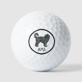 Cockapoo Cute Dog Silhouette Monogram Grid Golfballen (Voorkant)