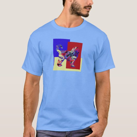 Cockapoo Cute Pet Dog Silhouette RYB TriColor T-shirt (Voorkant)