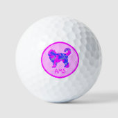 Cockapoo Cute Pink Dog Silhouette Monogram Golfballen (Voorkant)