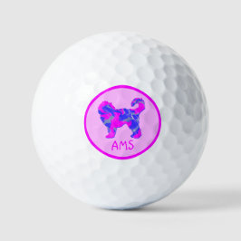 Cockapoo Cute Pink Dog Silhouette Monogram Golfballen
