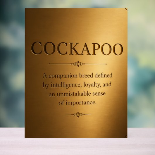Cockapoo Definitie Cadeau Plaquette – Grappige Hon Acryl Bord (Neutraal)