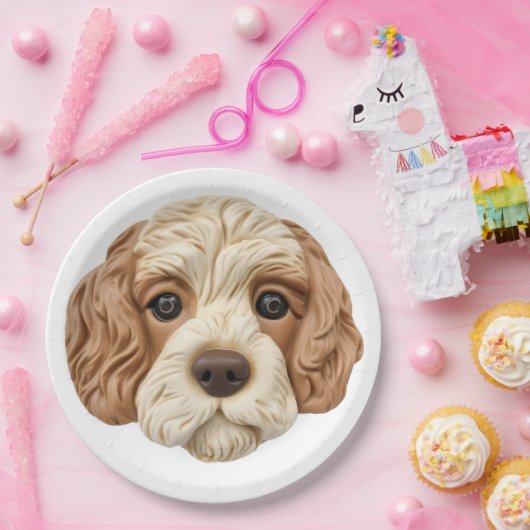 Cockapoo Dog 3D geïnspireerd Papieren Bordje (Feest)