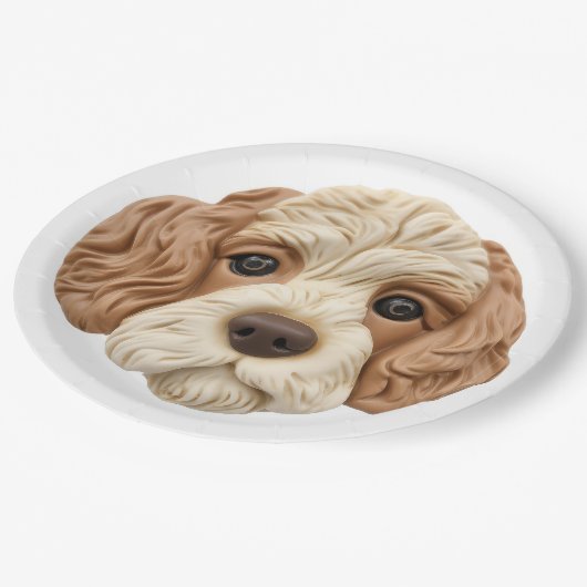 Cockapoo Dog 3D geïnspireerd Papieren Bordje (Gekanteld)