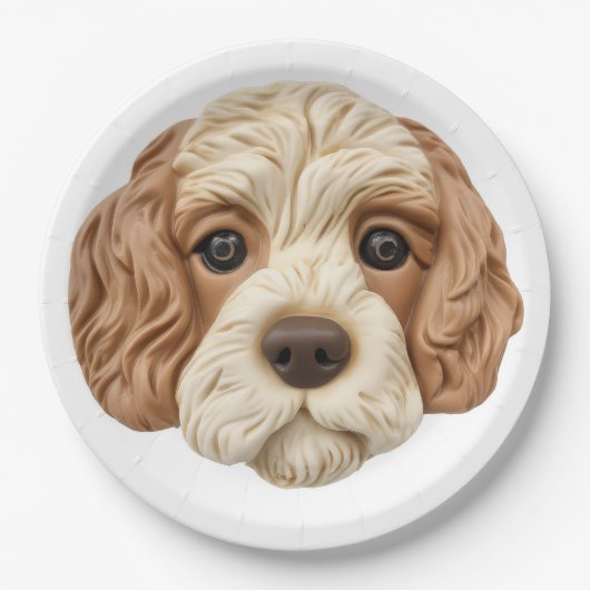 Cockapoo Dog 3D geïnspireerd Papieren Bordje (Voorkant)