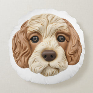 Cockapoo Dog 3D geïnspireerd Rond Kussen