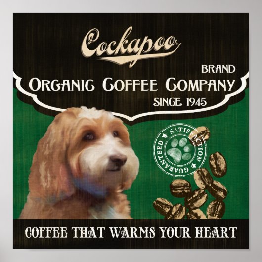 Cockapoo Dog Art Poster - Organic Coffee Company (Voorkant)