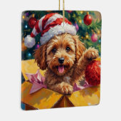 Cockapoo Dog Christmas Gift Box Surprise Keramisch Ornament (Rechts)