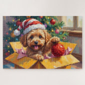 Cockapoo Dog Christmas Gift Box Surprise Legpuzzel (Horizontaal)