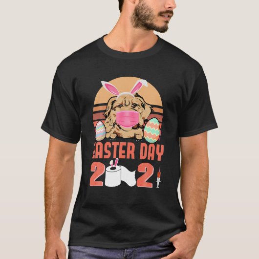 Cockapoo Dog Face Mask Rabbit Bunny Easter Day T-shirt (Voorkant)